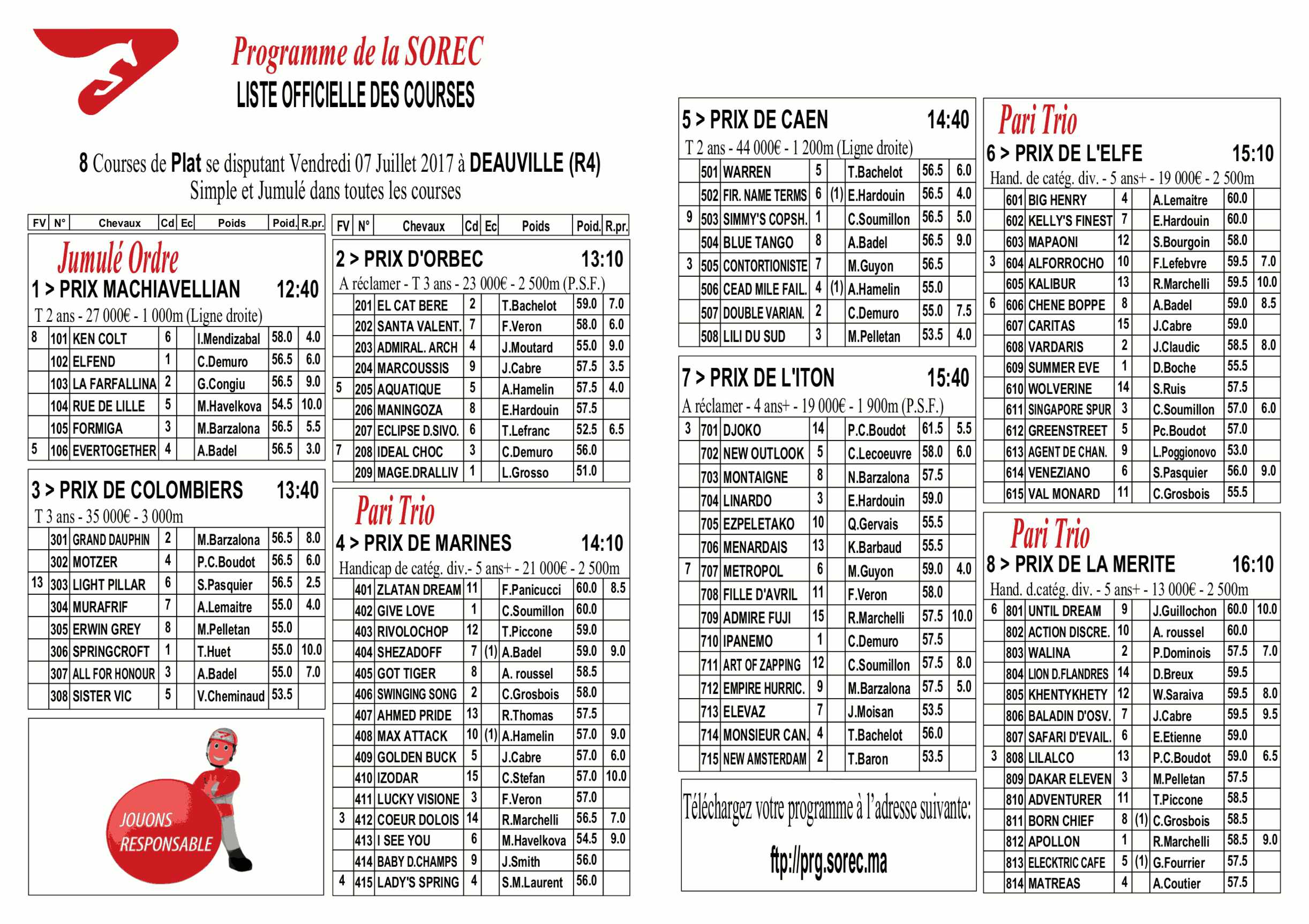 programme officiel pmu mali demain